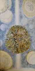 2011, Univeso 9,. L`intrusa e le stelle bianche della sesta galassia, 69 x 129 cm, tecnica mista su carta masonite. 18.jpg